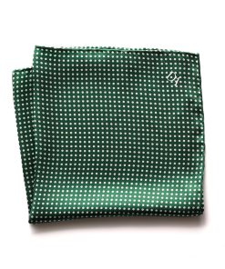 David August Green Mini-Dot Italian Silk Pocket Square